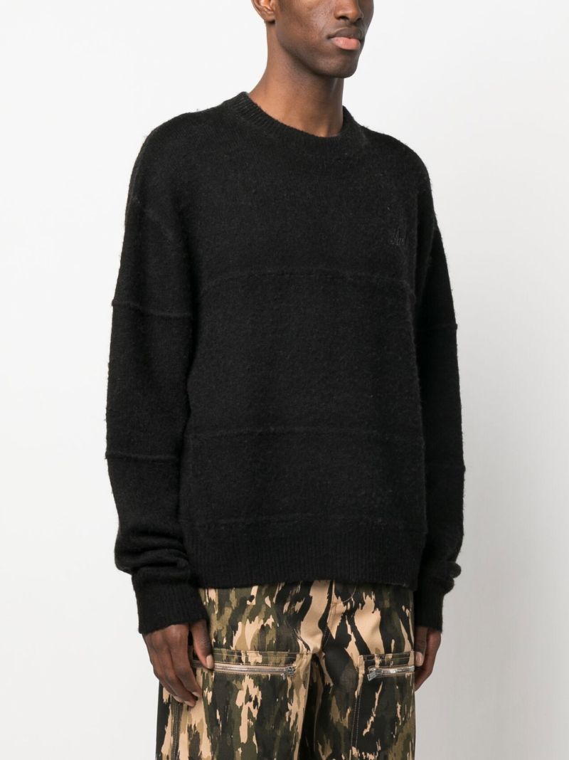 Black Logo Embroidered Merino Sweater