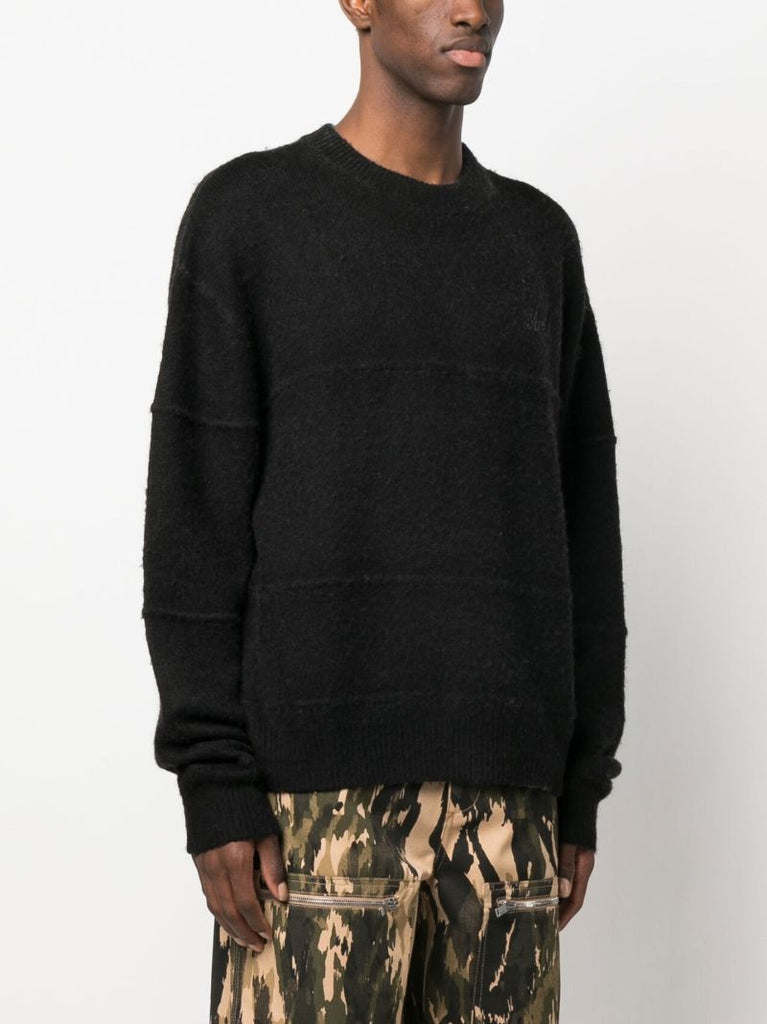 Black Logo Embroidered Merino Sweater