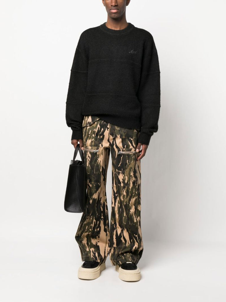 Black Logo Embroidered Merino Sweater