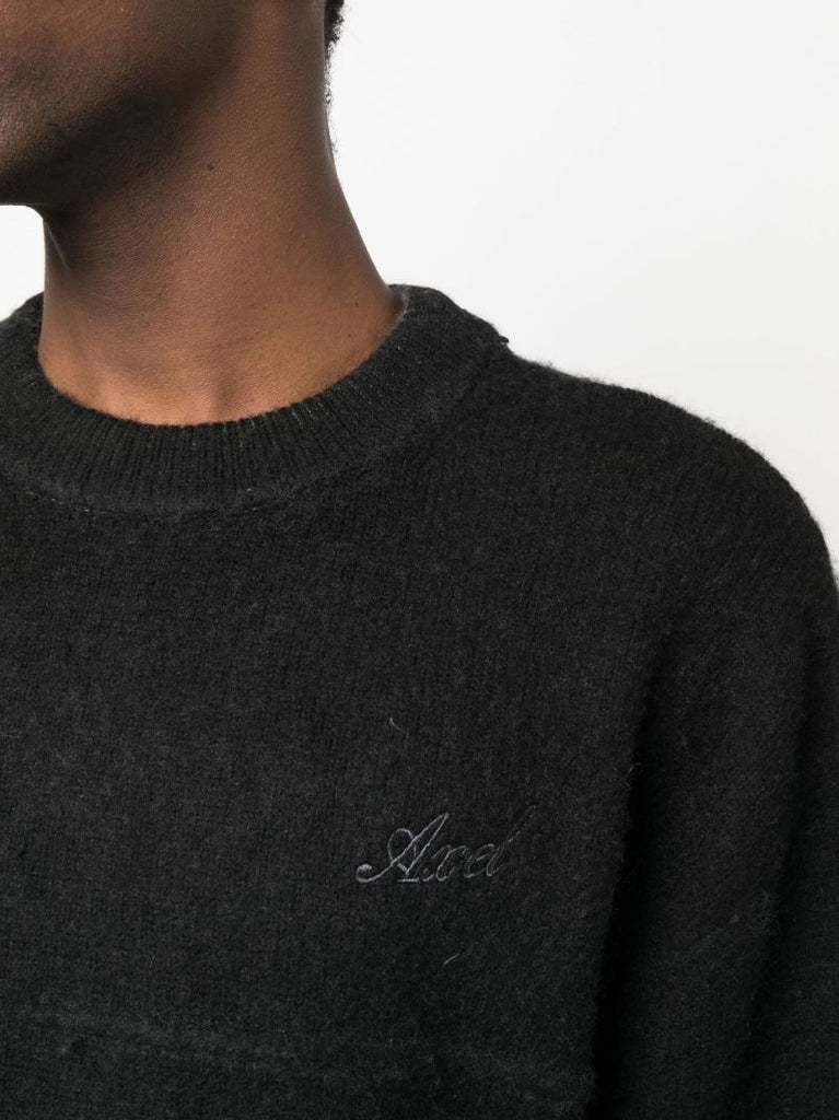 Black Logo Embroidered Merino Sweater