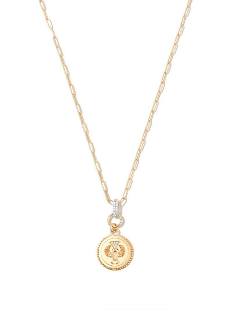 18k Yellow Gold Protection Super Fine Clip Slide Necklace