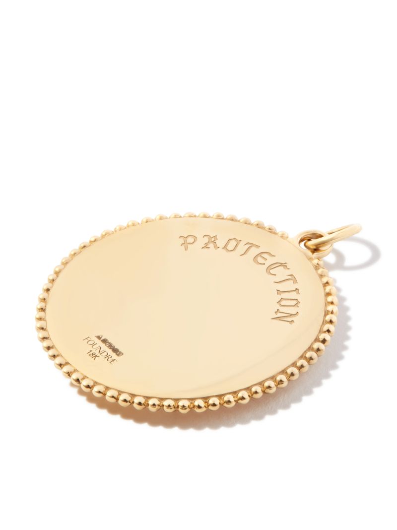 18k Yellow Gold Protection Diamond Large Medallion Charm