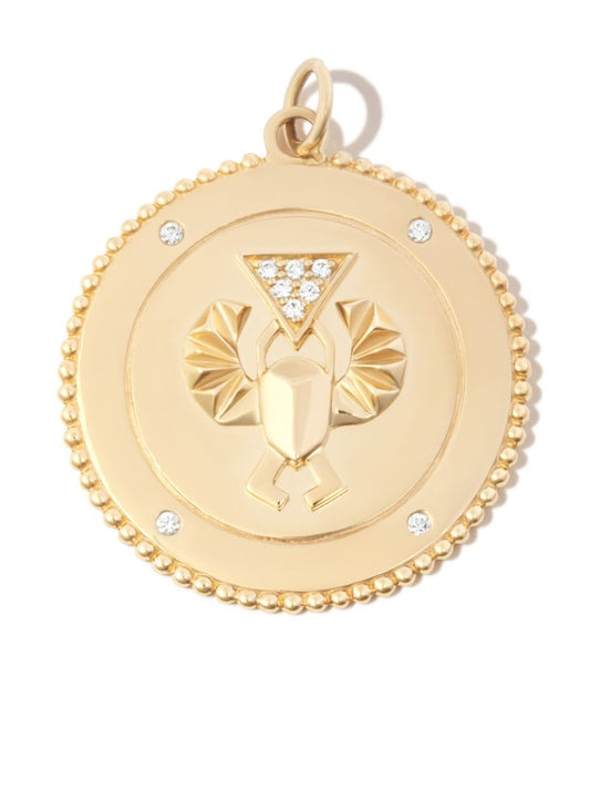 18k Yellow Gold Protection Diamond Large Medallion Charm