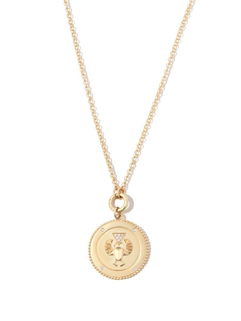 18k Yellow Gold Protection Diamond Large Medallion Charm