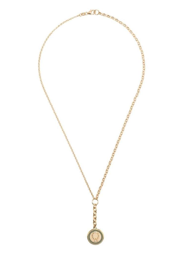 18k Yellow Gold Horseshoe Pendant Diamond Necklace
