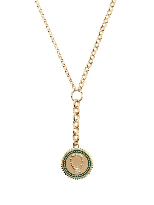 18k Yellow Gold Horseshoe Pendant Diamond Necklace