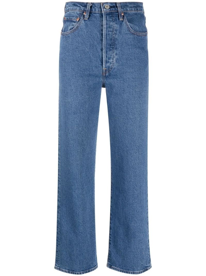 Blue Ribcage Cropped Straight-leg Jeans