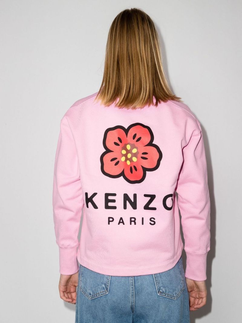 Pink Boke Flower Logo Print Cotton Cardigan