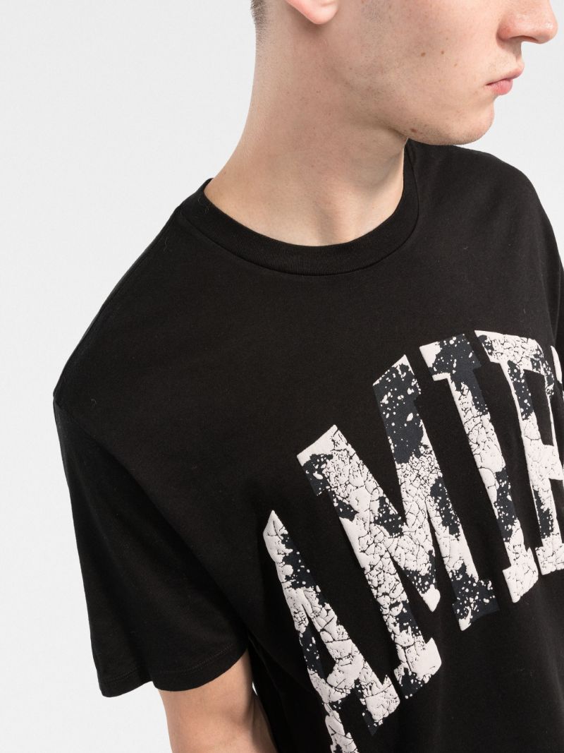 Black Collegiate Logo Print Cotton T-shirt