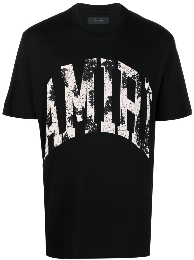 Black Collegiate Logo Print Cotton T-shirt