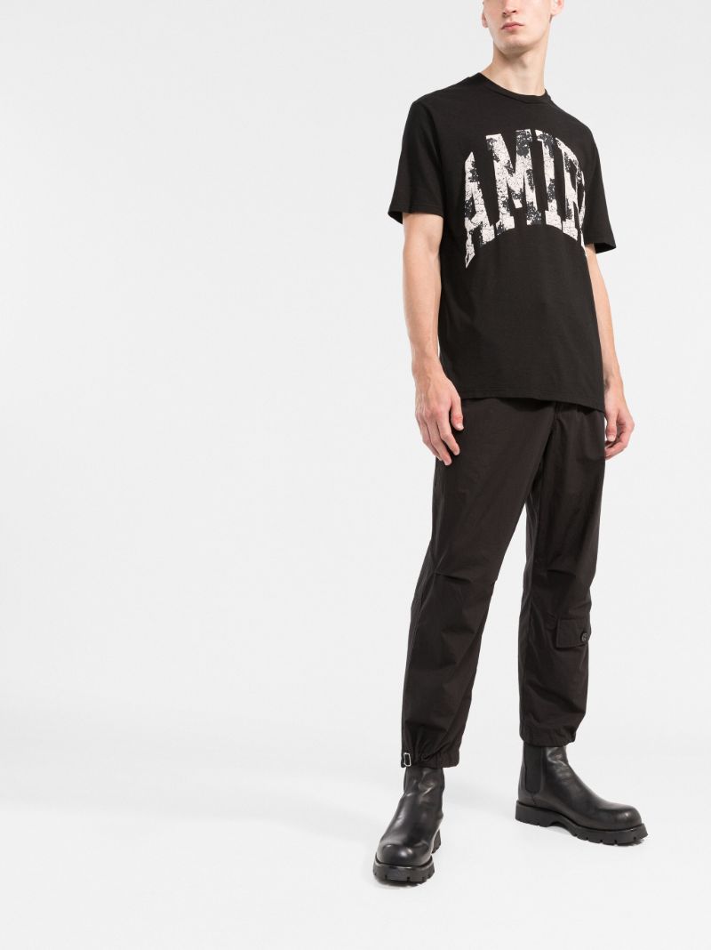 Black Collegiate Logo Print Cotton T-shirt