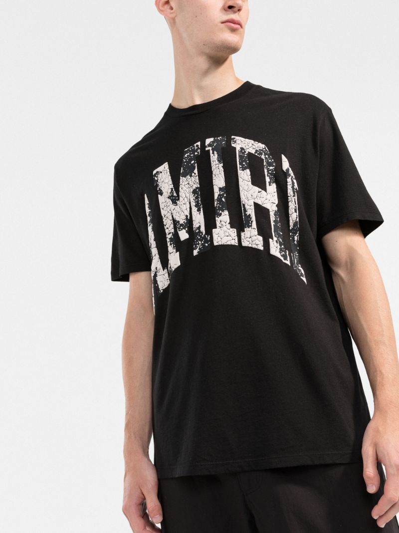 Black Collegiate Logo Print Cotton T-shirt