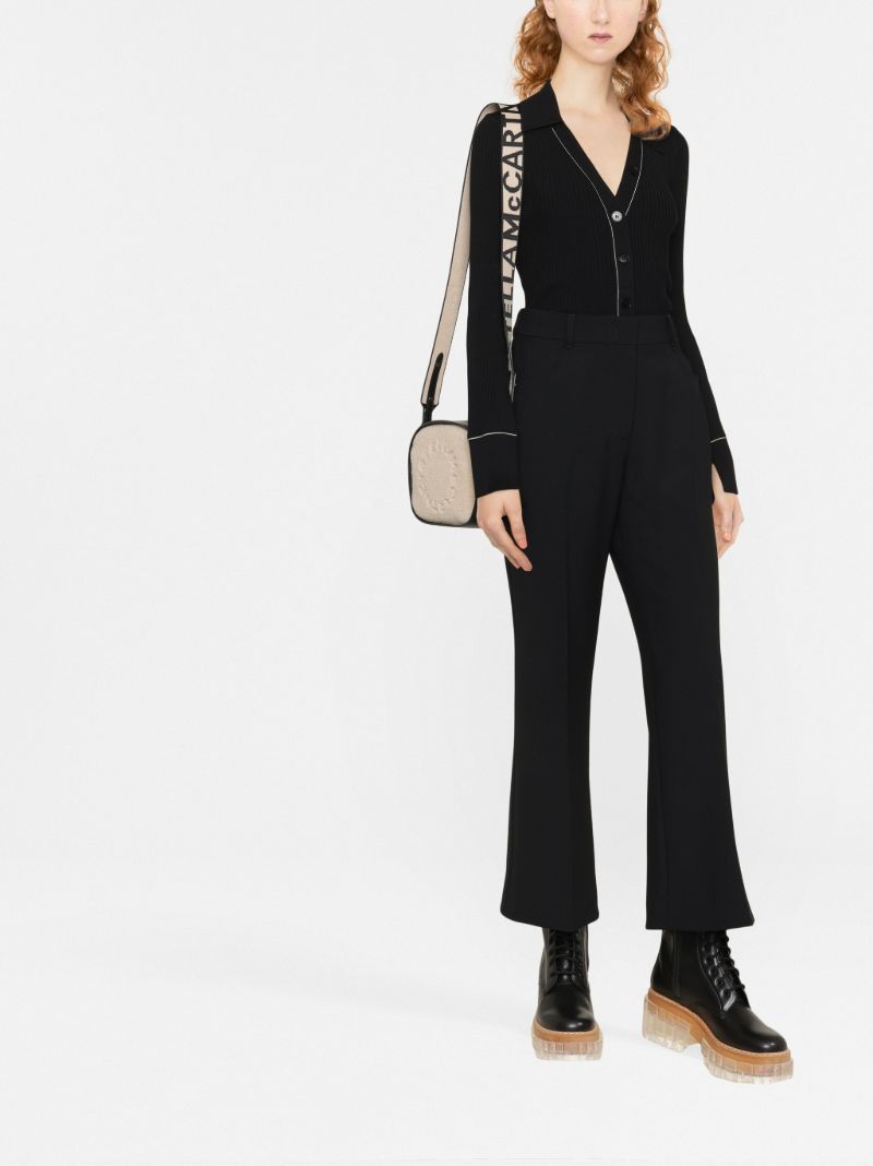 Black High-waisted Flared Trousers
