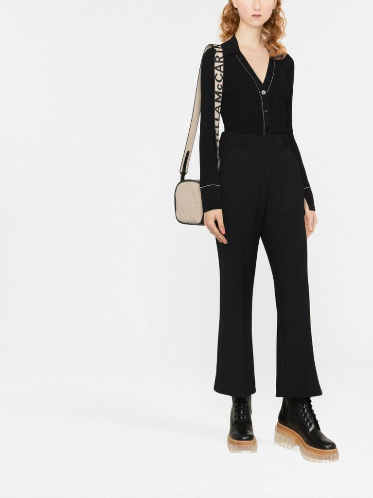 Black High-waisted Flared Trousers