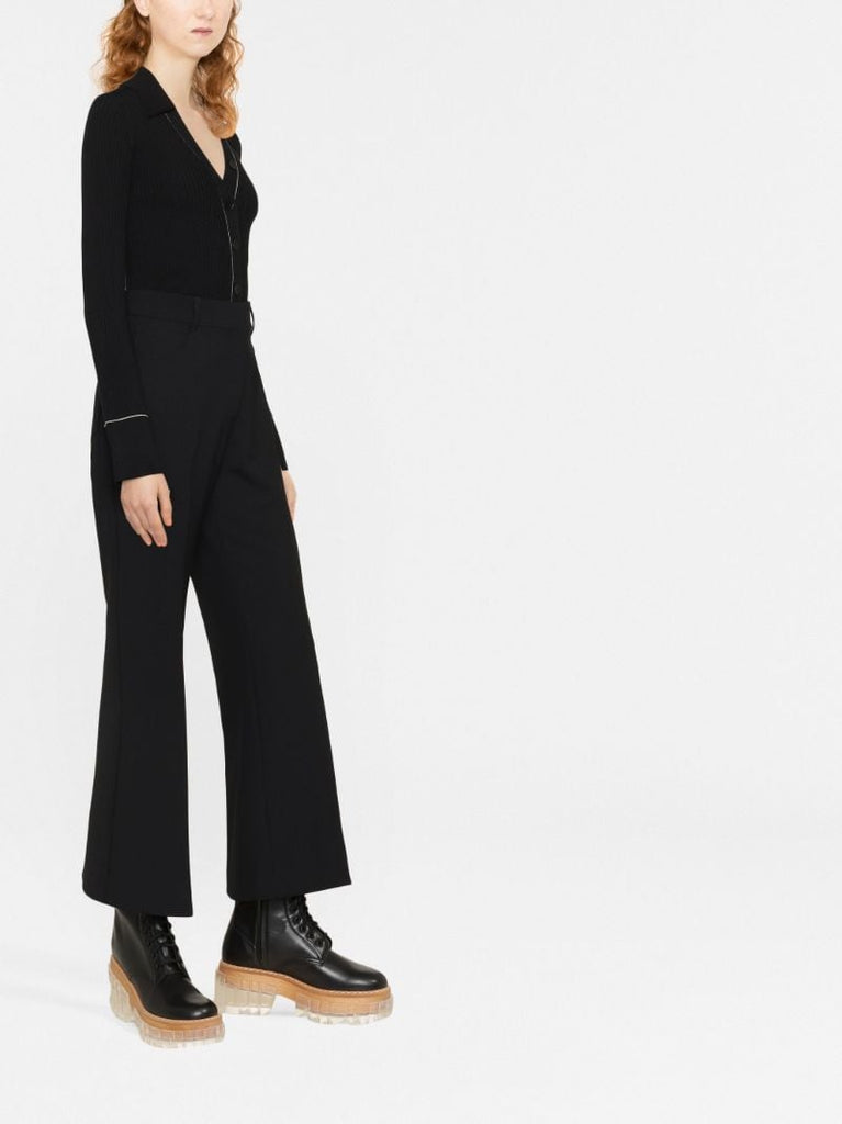 Black High-waisted Flared Trousers