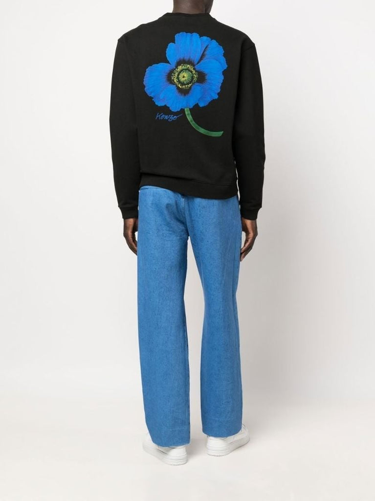 Black Poppy Print Sweatshirt