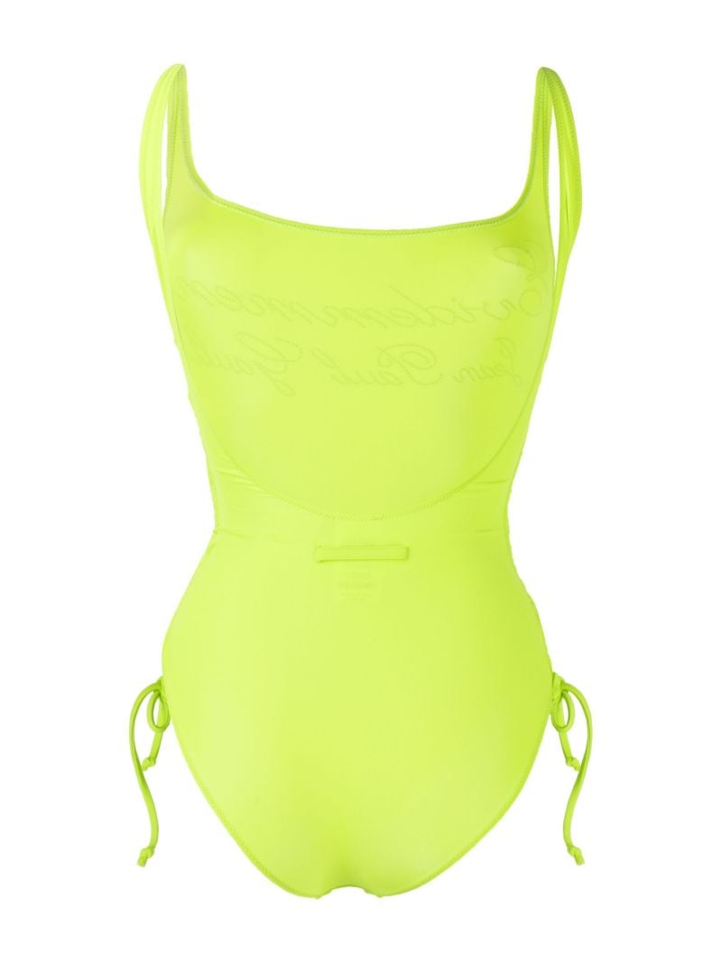 Green Evidement Logo Embellished Swimsuit