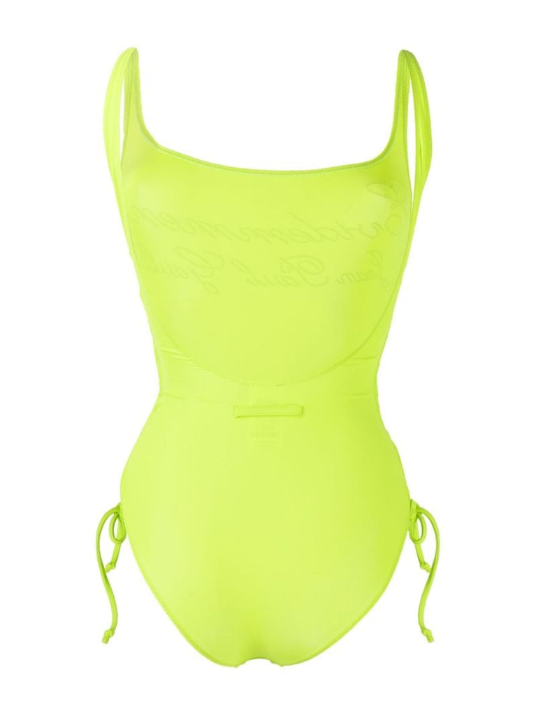 Green Evidement Logo Embellished Swimsuit
