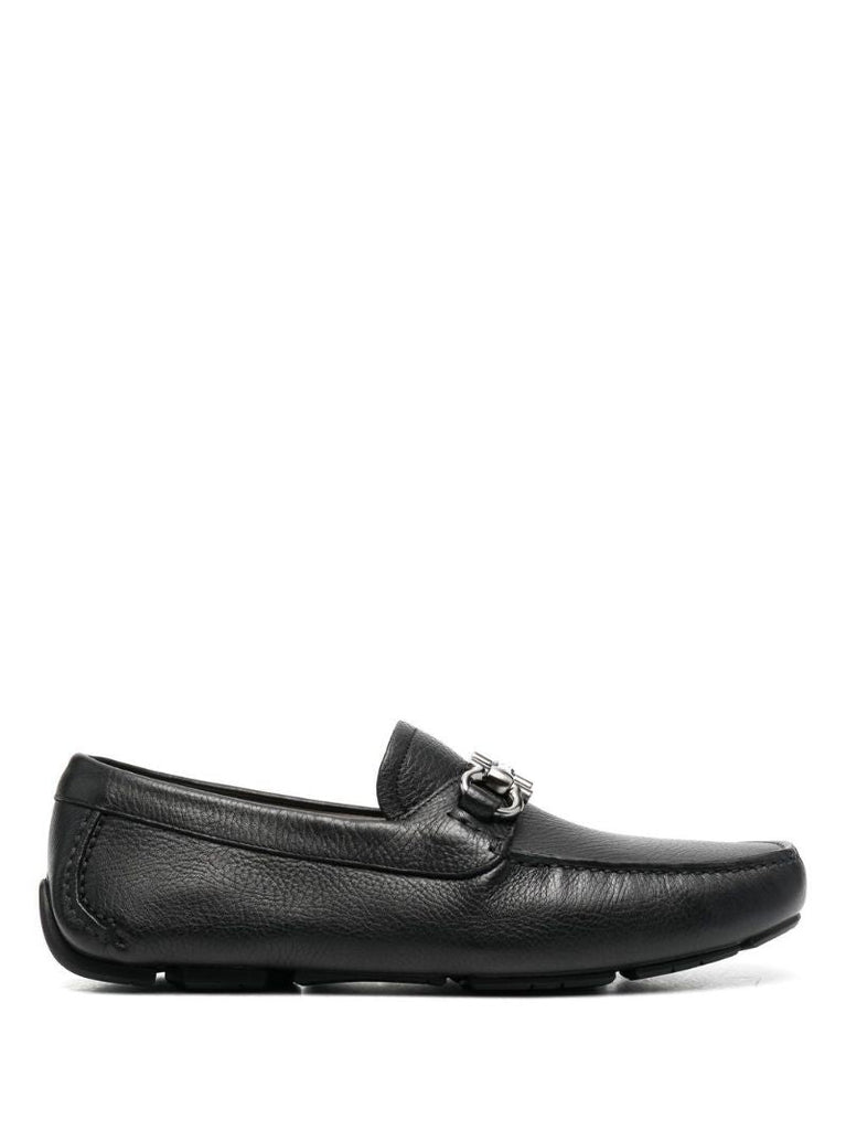 Black Gancini Leather Driving Loafers