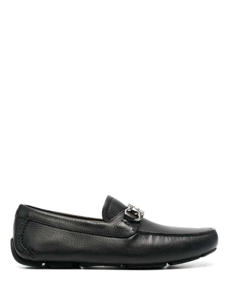 Black Gancini Leather Driving Loafers