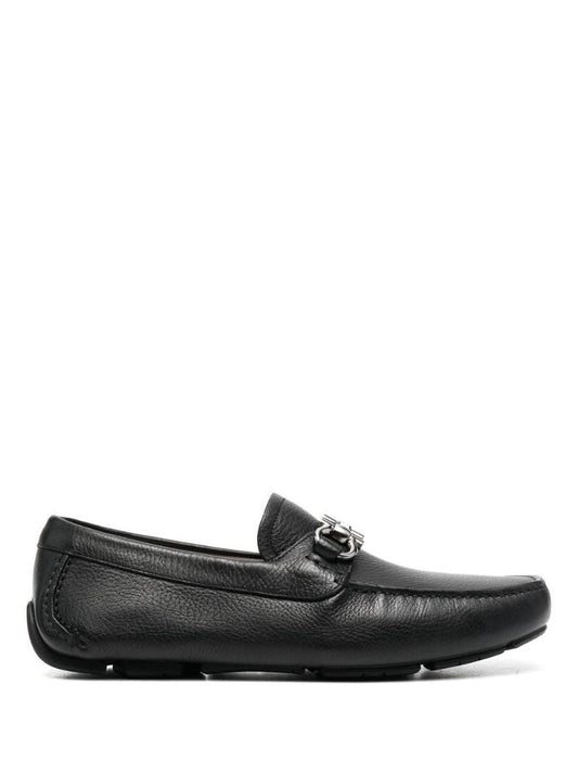 Black Gancini Leather Driving Loafers
