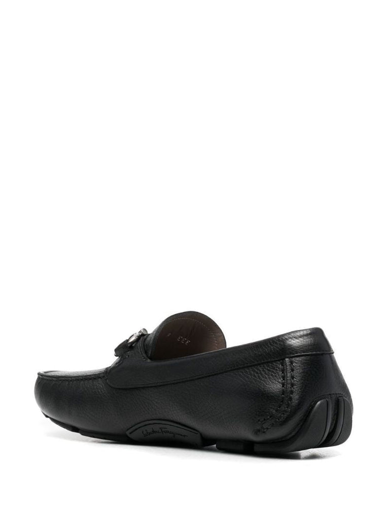 Black Gancini Leather Driving Loafers