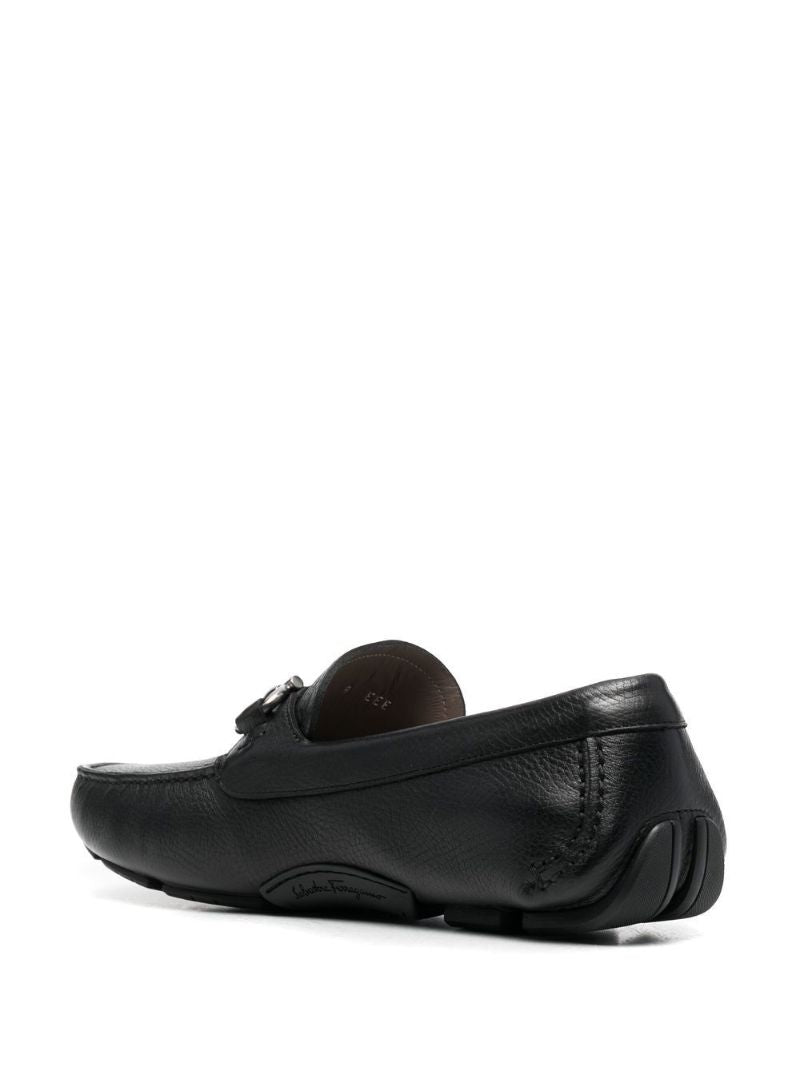 Black Gancini Leather Driving Loafers