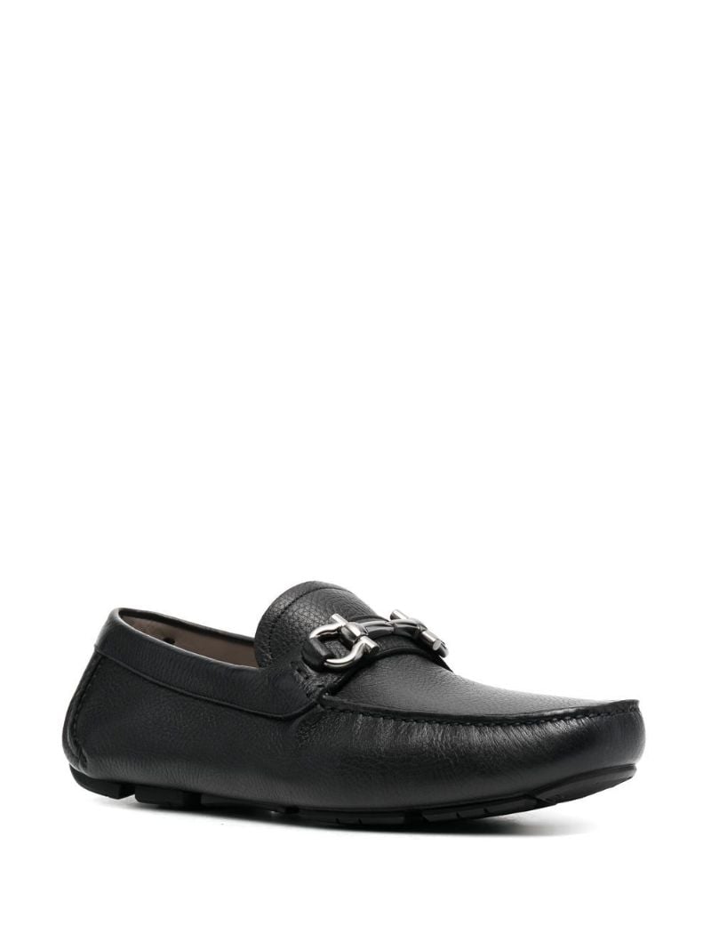 Black Gancini Leather Driving Loafers