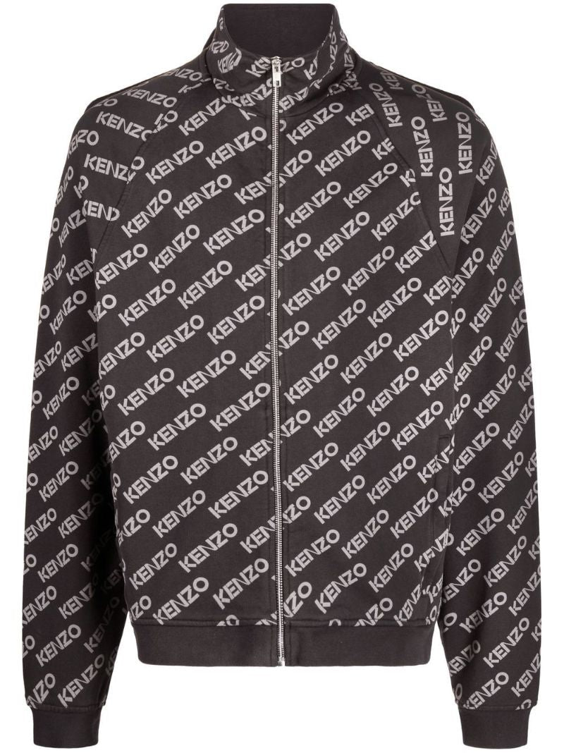 Grey Logo Print Zip-up Jacket