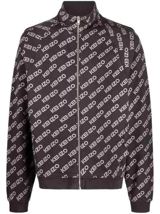 Grey Logo Print Zip-up Jacket