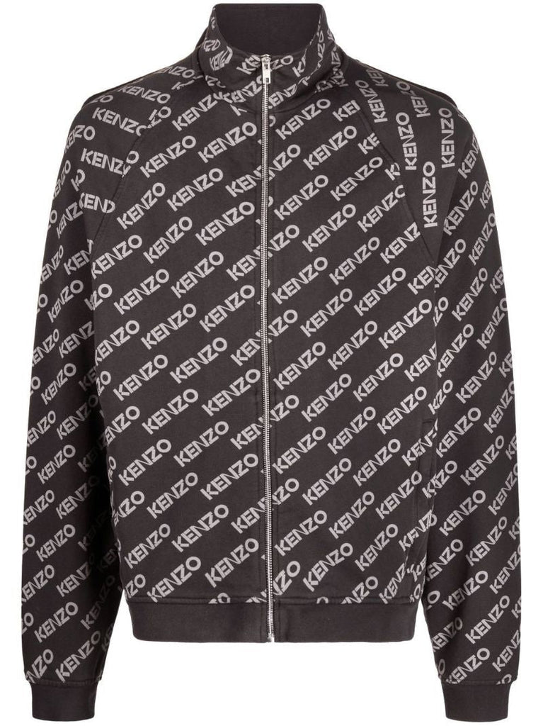 Grey Logo Print Zip-up Jacket