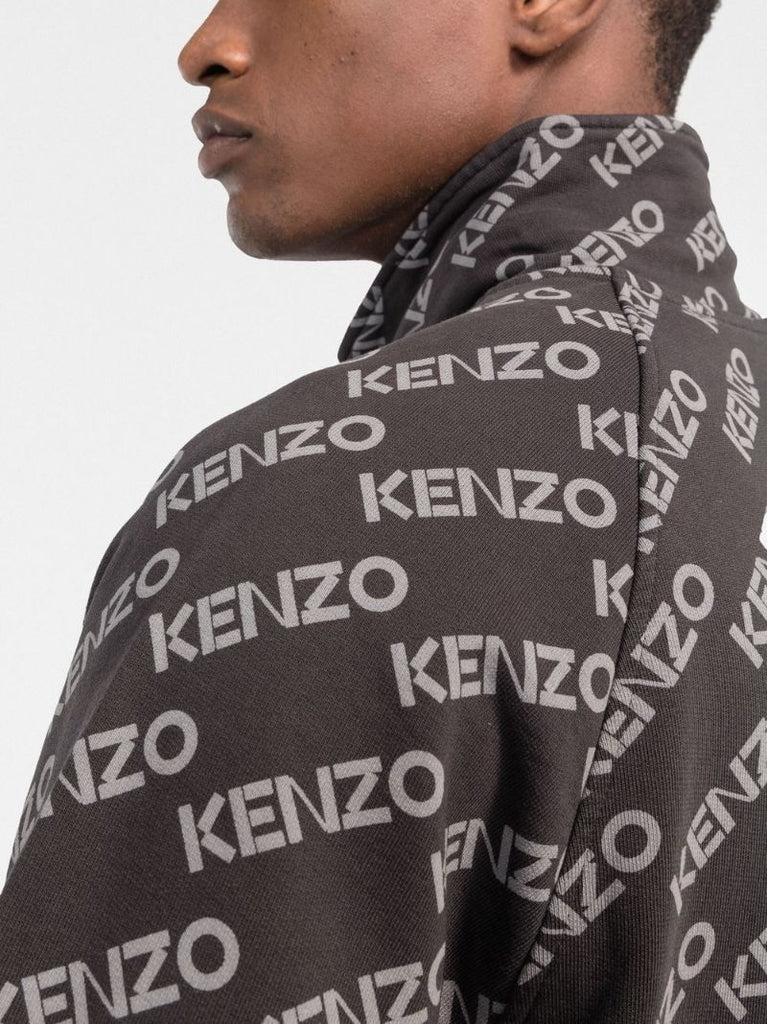 Grey Logo Print Zip-up Jacket