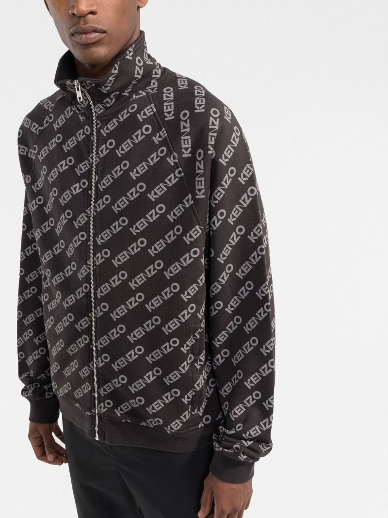 Grey Logo Print Zip-up Jacket