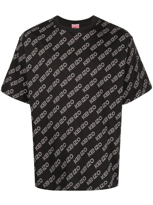 Grey Logo Print Cotton T-shirt