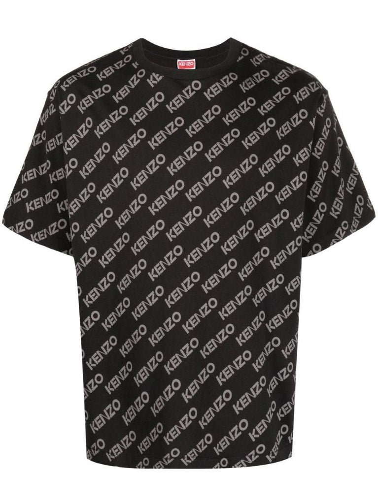 Grey Logo Print Cotton T-shirt