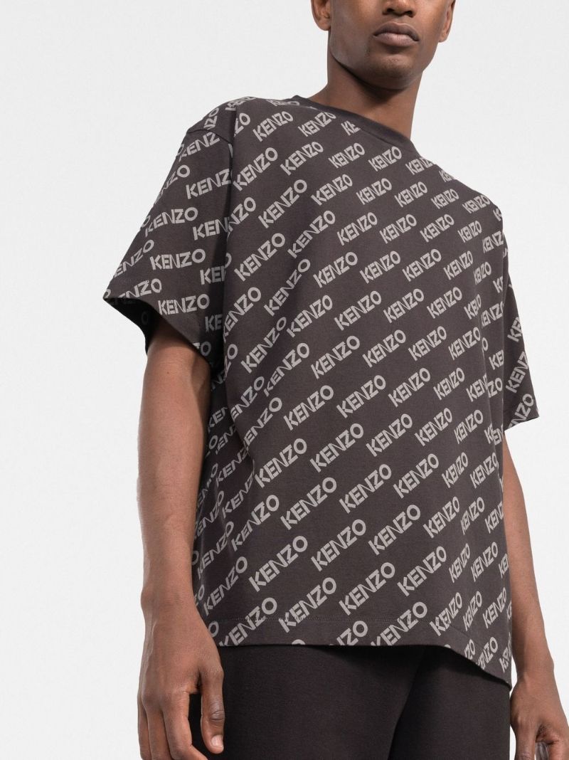 Grey Logo Print Cotton T-shirt