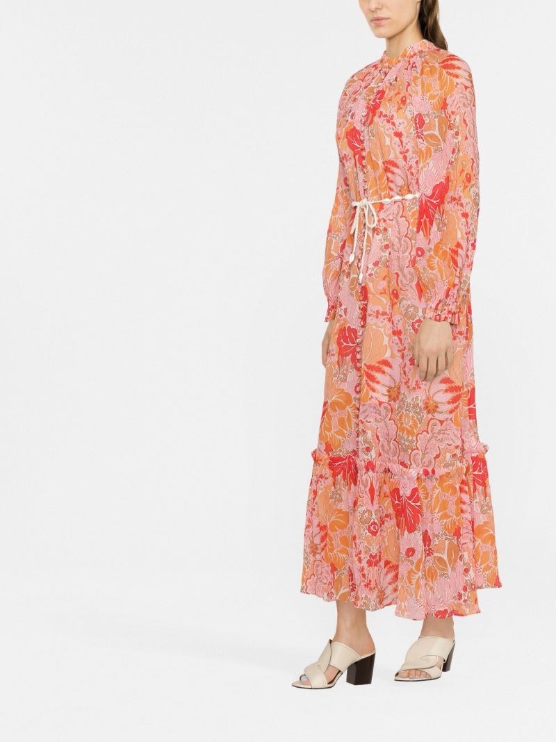 Orange Patti Floral Belted Maxi Dress