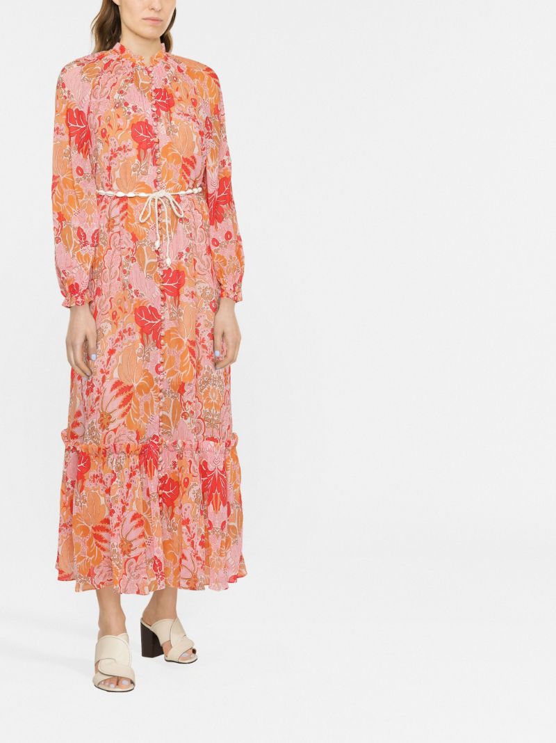 Orange Patti Floral Belted Maxi Dress