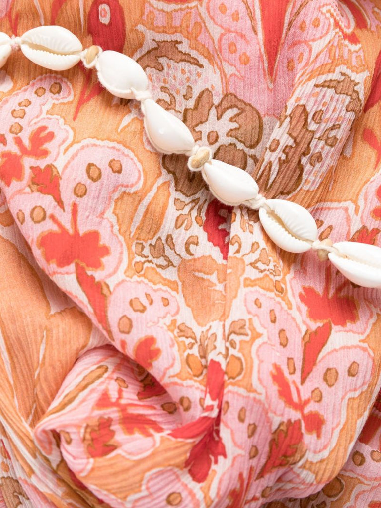 Orange Patti Floral Belted Maxi Dress
