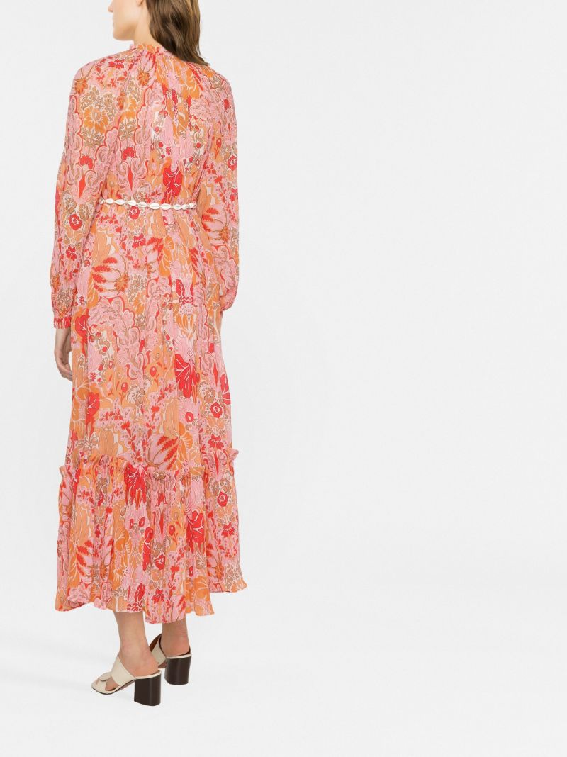 Orange Patti Floral Belted Maxi Dress