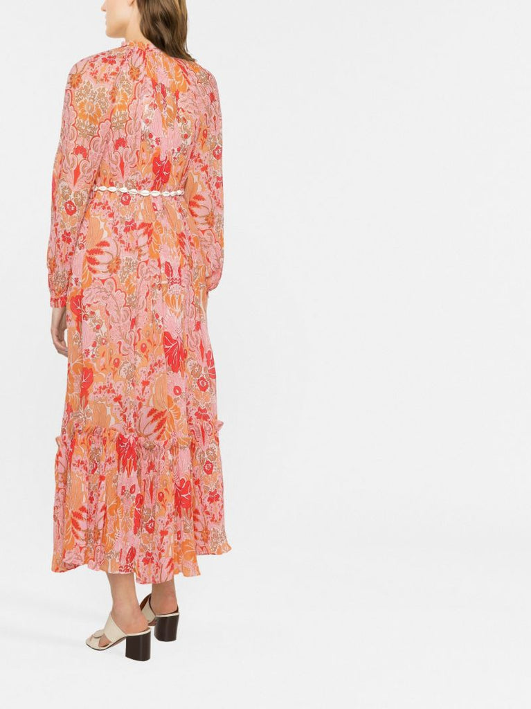 Orange Patti Floral Belted Maxi Dress