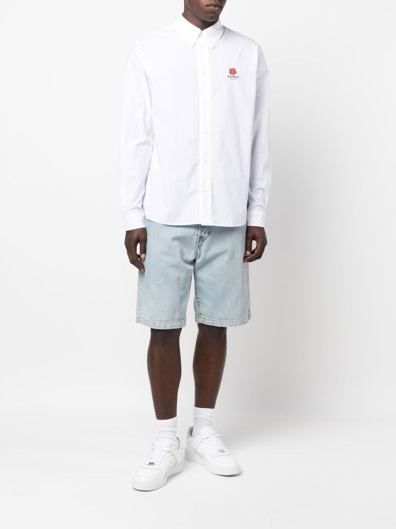 White Boke Flower Cotton Shirt
