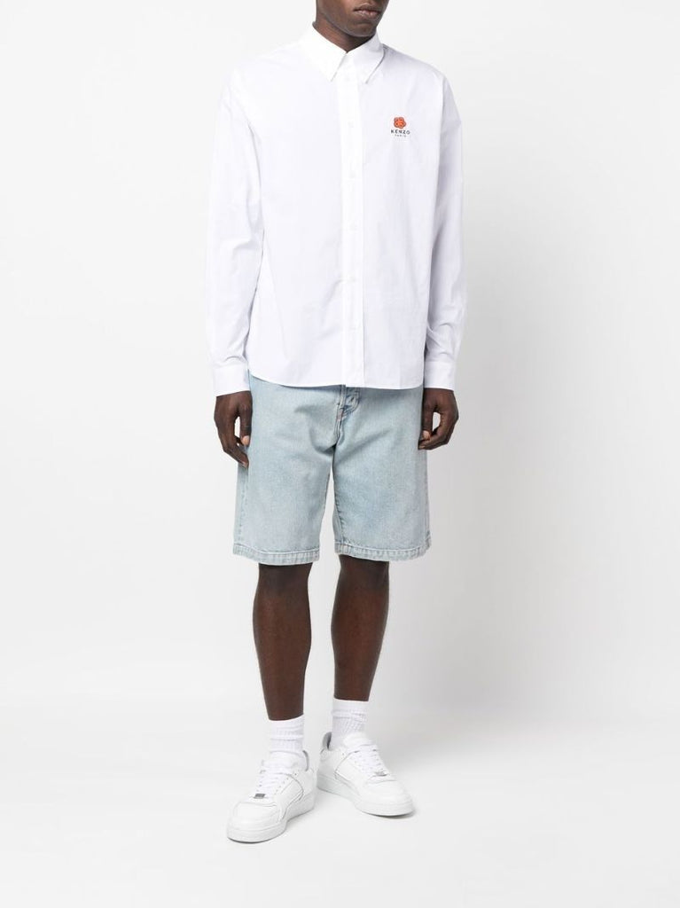 White Boke Flower Cotton Shirt