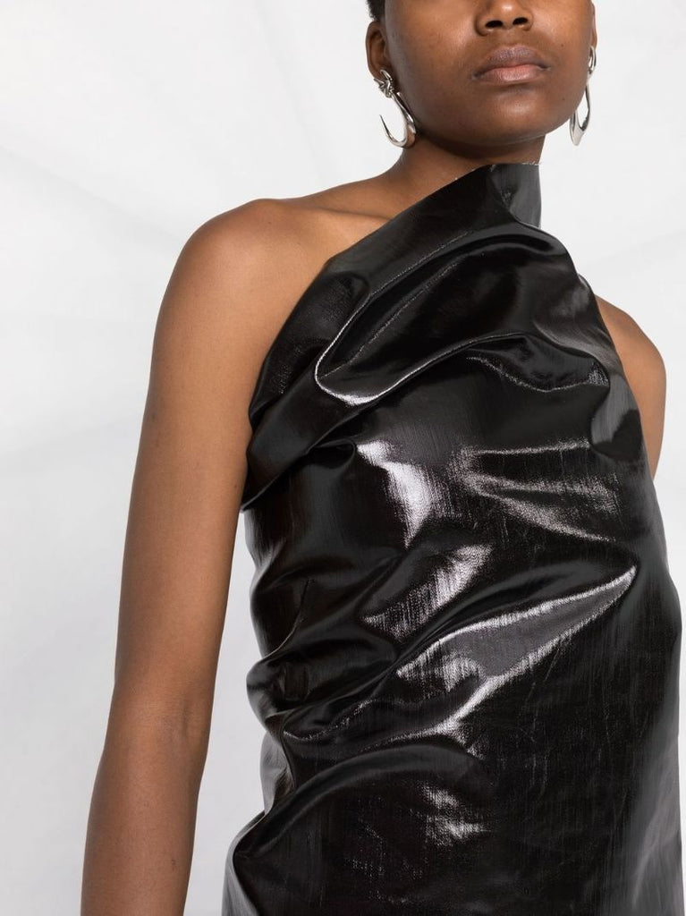 Black One-shoulder Ruched Top
