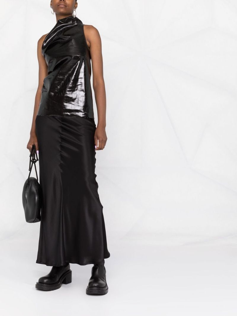 Black One-shoulder Ruched Top