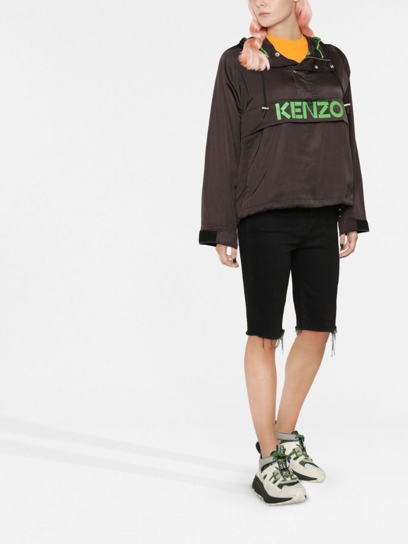 Black Logo Print Hooded Jacket