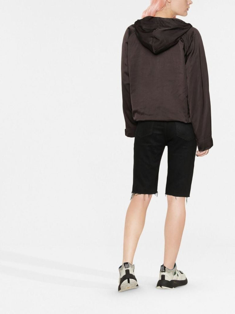 Black Logo Print Hooded Jacket