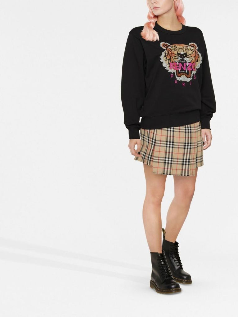 Black Tiger-jacquard Cotton Sweatshirt