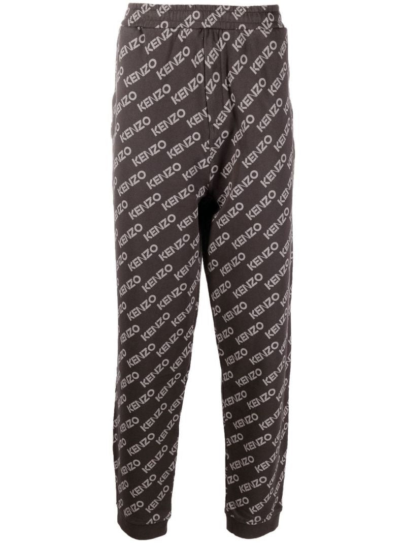Grey Logo Print Track Pants