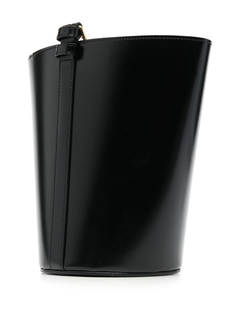 Black Triomphe Leather Bucket Bag